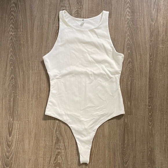 bp Tops - White Ribbed Tank Bodysuit - Women Tops